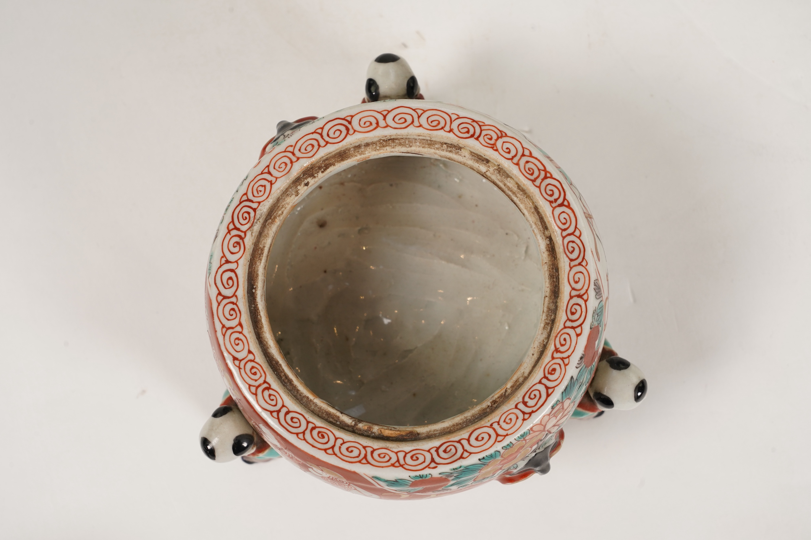 An unusual Japanese ’black ship’ porcelain koro and cover, 19th century